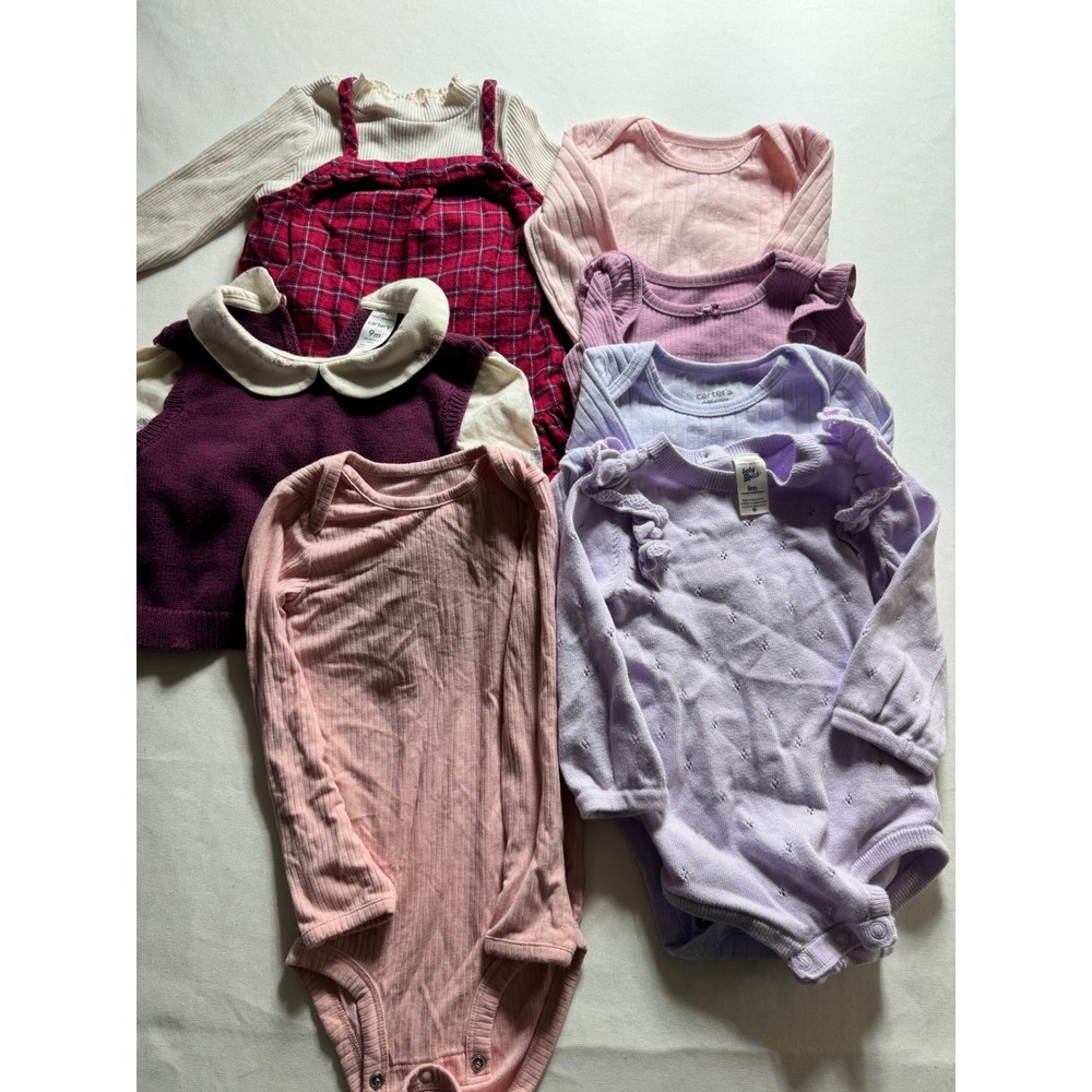 Carter's Old Navy Baby B'gosh Girls 6-12M Clothing Lot Bodysuits Dress 9pc Set